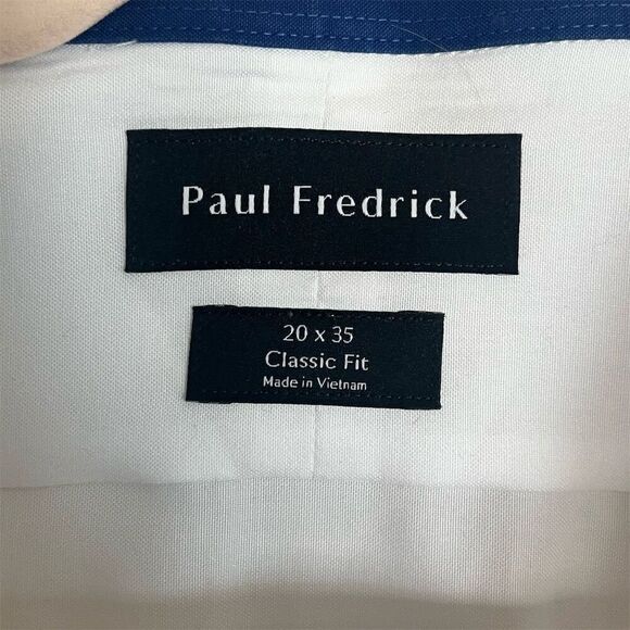 Paul Fredrick Men's White Dress Shirt Size 20 Classic Fit Long Sleeve - Picture 3 of 5